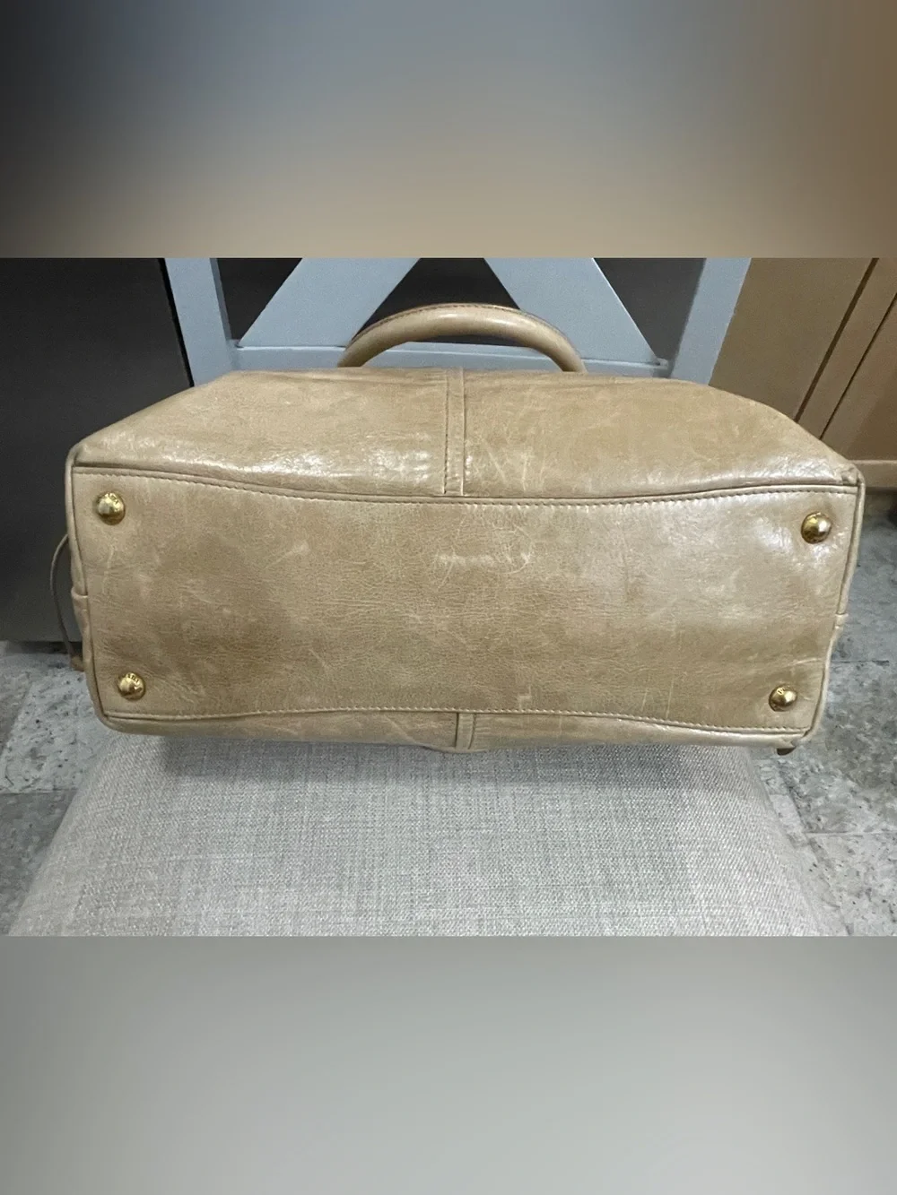 Prada Vitello Shine Distressed Leather Tote Handbag